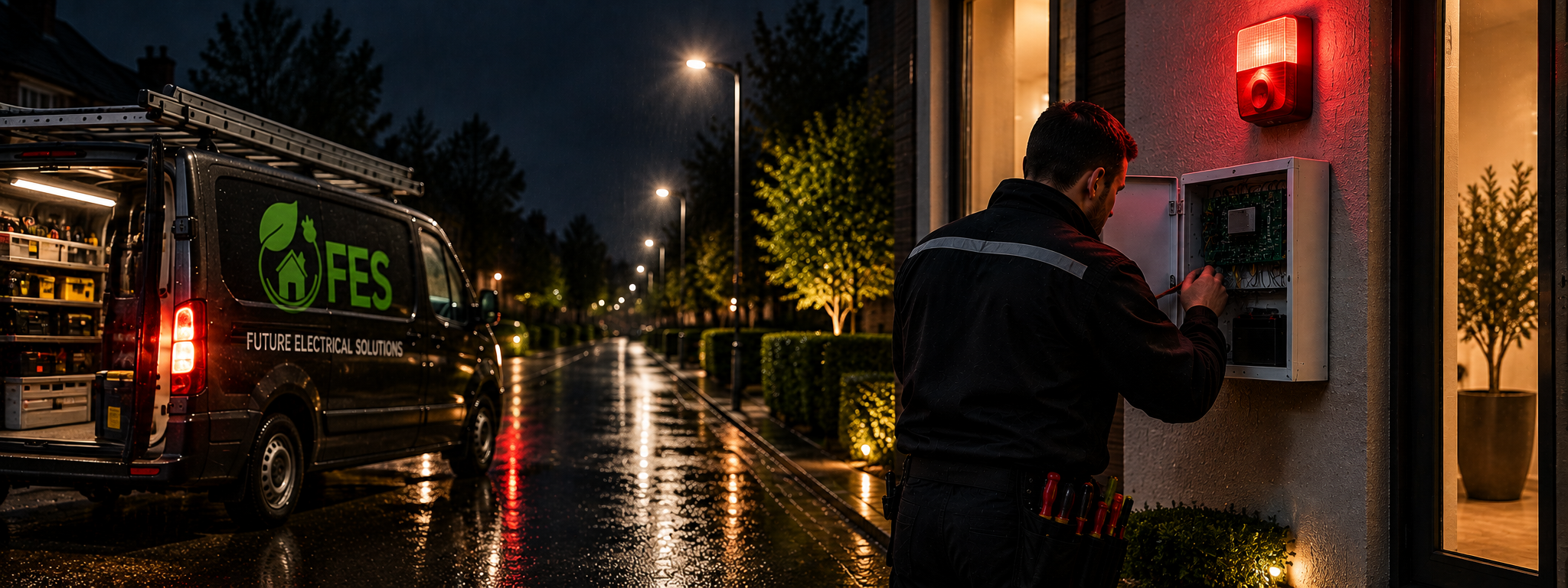 Future Electrical Solutions engineer disabling an alarm sounder on an emergency callout in Sheffield