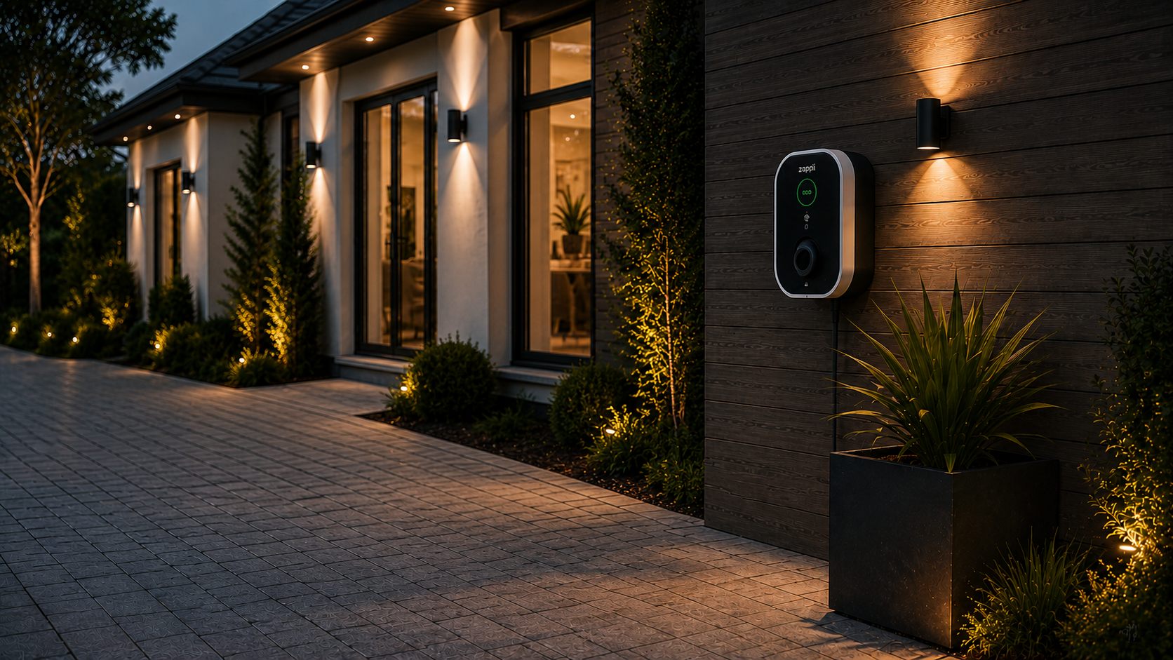 EV charge point installed on a domestic driveway by Future Electrical Solutions